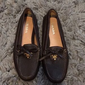 Brown Leather Prada Loafers